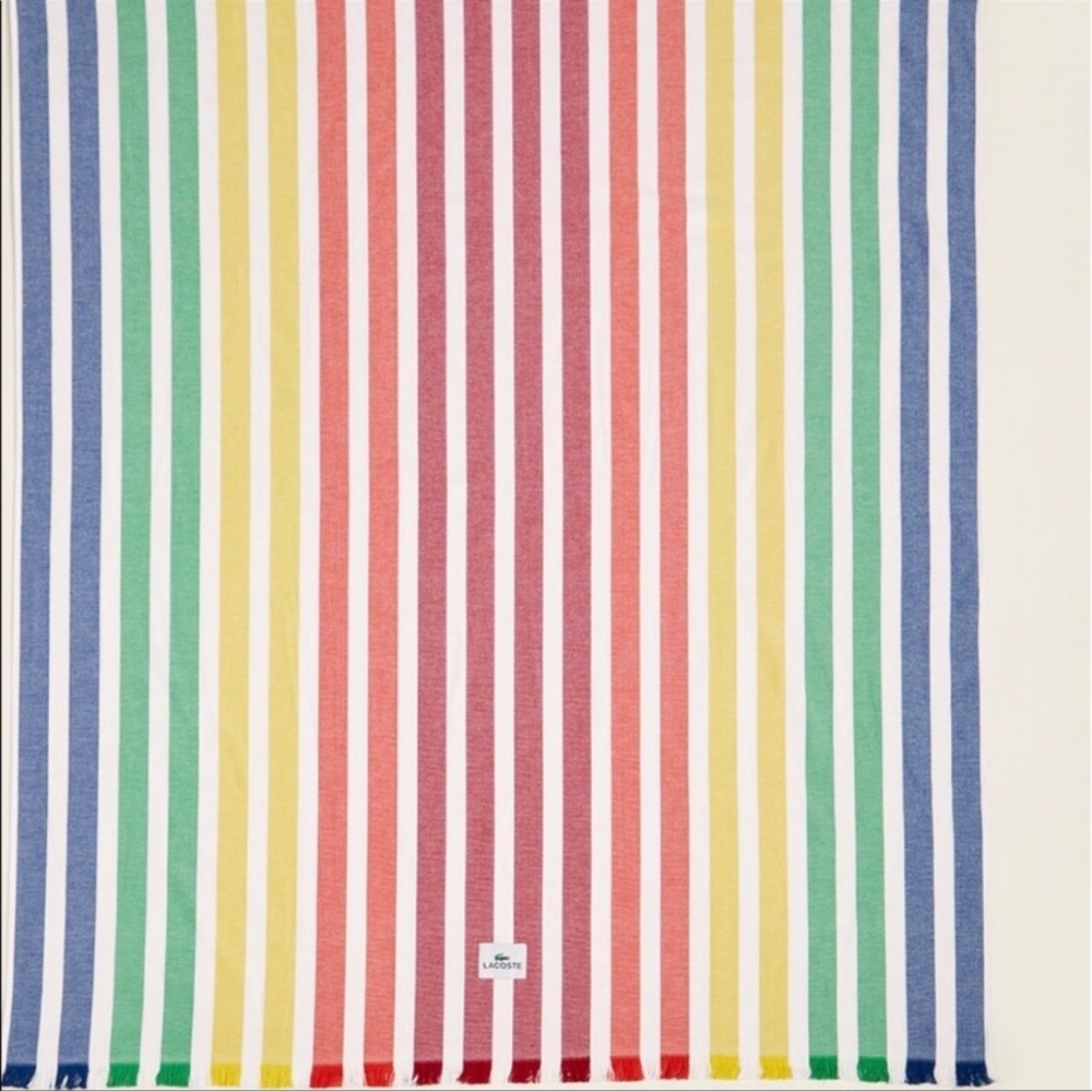 Lacoste Monaco Cotton Yarn-Dyed Stripe Jacquard Oversized Beach Blanket - Picture 3 of 4